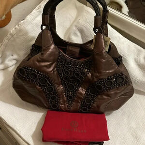 COLE HAAN- tiger eye metallic Alyssa bead bag - NWT